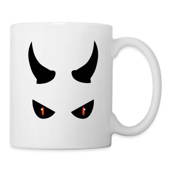 yeux sombres et maléfiques avec de larges cornes - Mug blanc - blanc - Droite