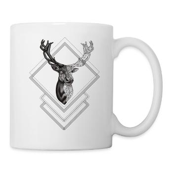 Weihnachten Rentier als Hirsch Polygon - Tasse - Weiß - Rechts