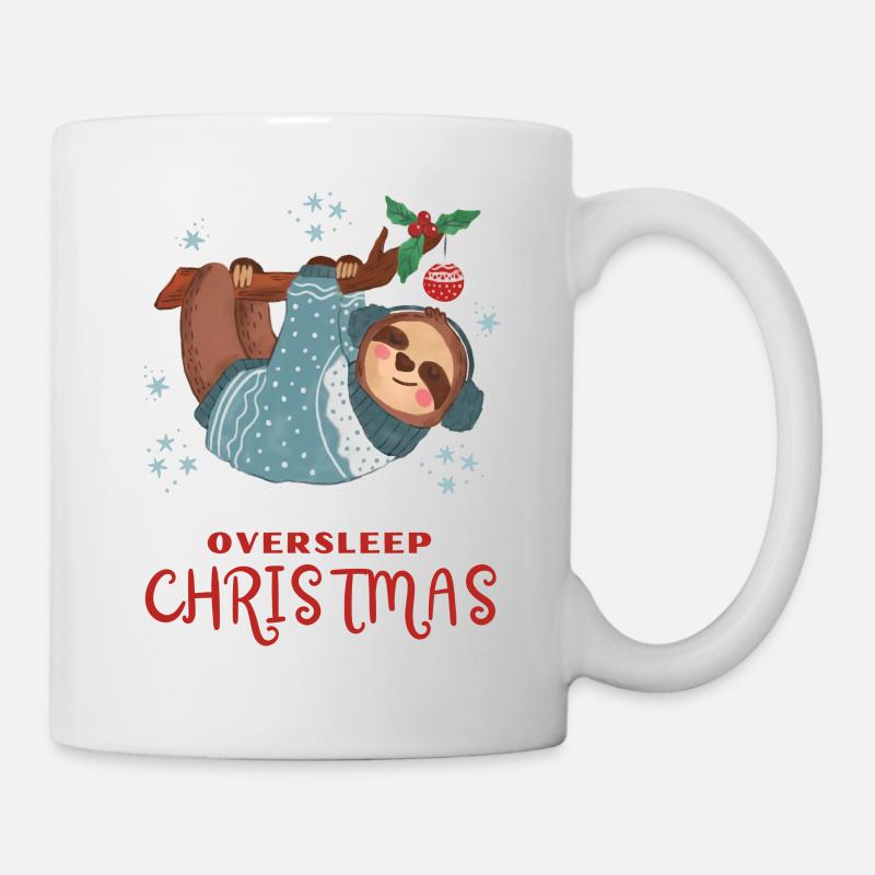 Joyeux Noël paresseux endormi en hiver - Mug blanc - blanc