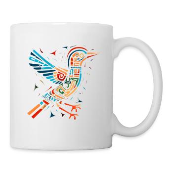 Bird Whimsy: Colorful pop art Inspired Tee - Mug - white - Right