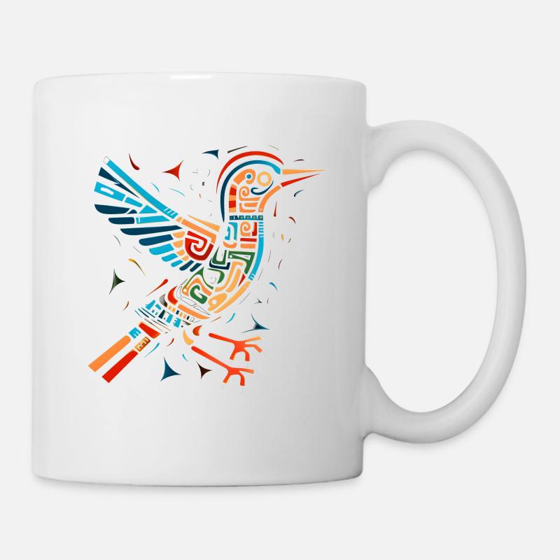 Fantaisie d’oiseau : Coloré pop art inspiré Tee - Mug blanc - blanc