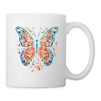 Butterfly Whimsy: Colorful pop art Inspired Tee - Mug - white - Right