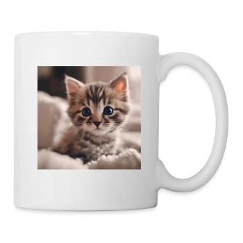 Yeux de chaton curieux - Mug blanc - blanc - Droite