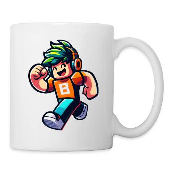 Happy gamer - Cool game character with head phones - Mug - white - Right