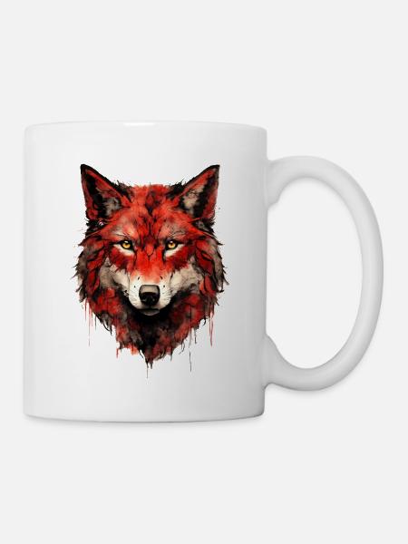 Tête de loup Loup Rouge - Mug blanc - blanc