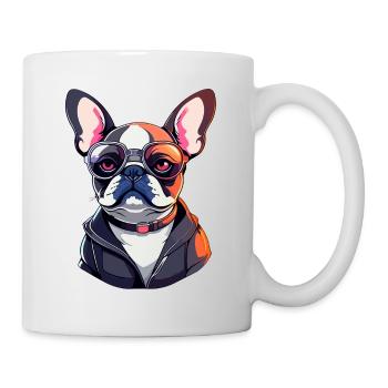 Französische Bulldogge Hund Illustration - Tasse - Weiß - Rechts