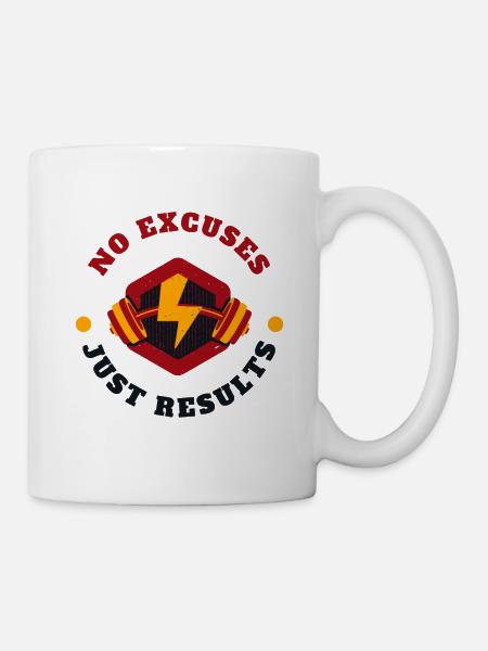 No excuses just results fitness motivation - Mug - white