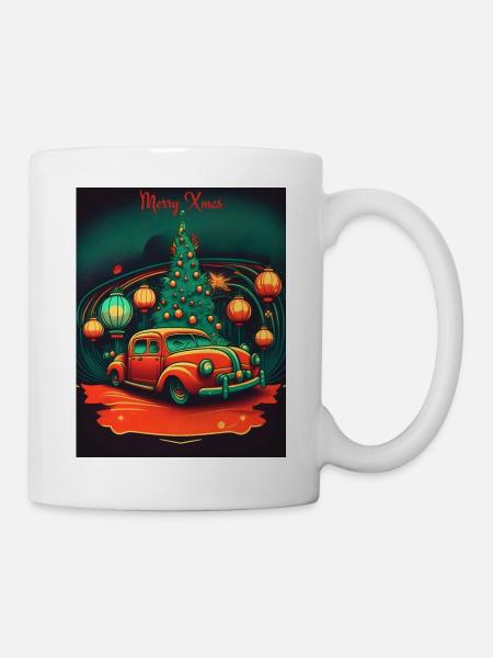 Vintage Christmas Scene - Mug - white