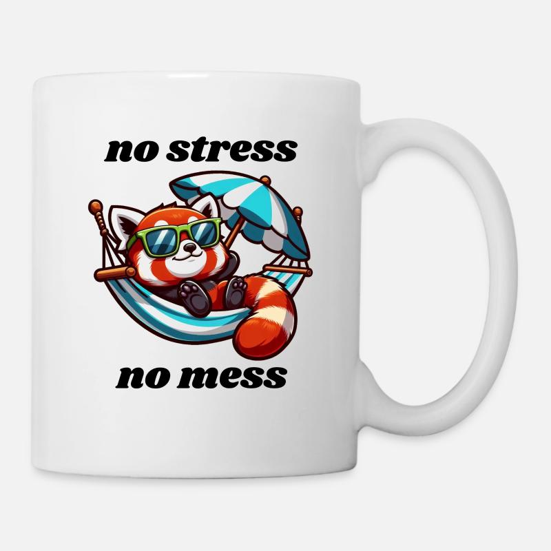 Roter Pandabär mit Sonnenbrille in Hängematte - Tasse - Weiß