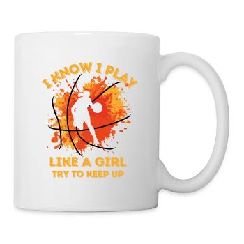 Basketball Frauen Mädchen Farbklecks Farbspritzer - Tasse - Weiß - Rechts