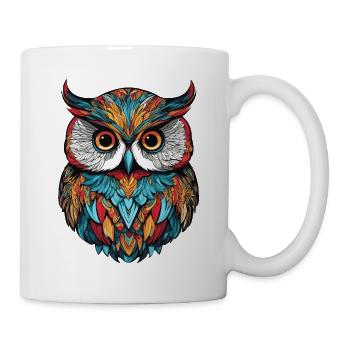 Bunte Eule - Tasse - Weiß - Rechts
