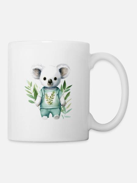 Eukalyptus-Träumer: Koala-T-Shirt - Tasse - Weiß