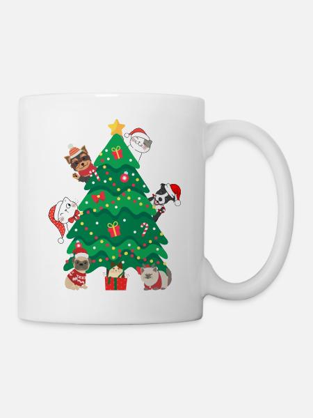Katzen und Hunde Weihnachten - Tasse - Weiß