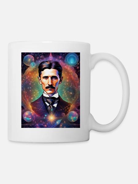 Nikola Tesla, cosmic - Mug - white