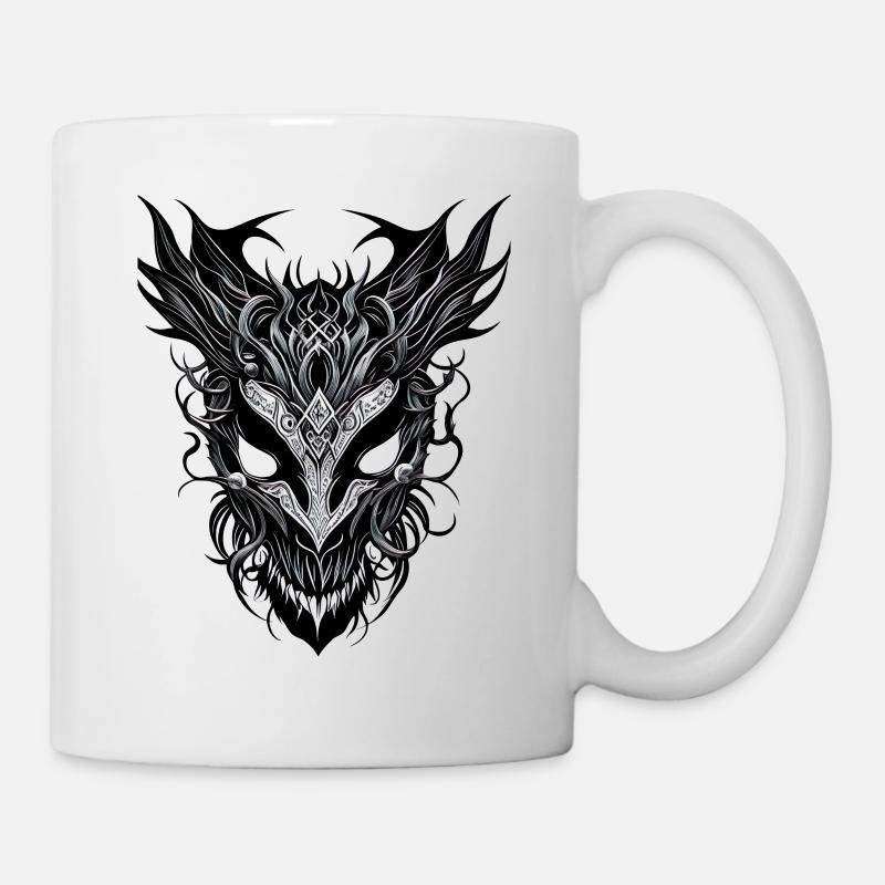 Drache Drachenkopf Maske Gesicht Ungeheuer Kopf - Tasse - Weiß