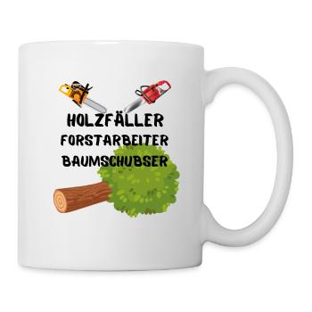 lustiger Holzfäller Baumschubser Waldarbeiter Logo - Tasse - Weiß - Rechts
