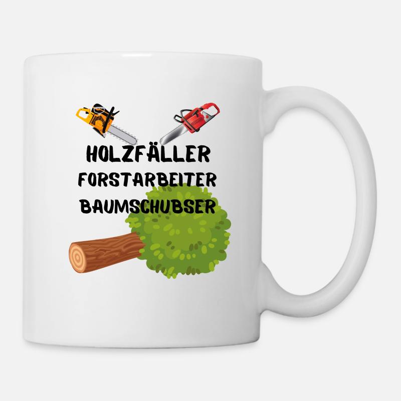 lustiger Holzfäller Baumschubser Waldarbeiter Logo - Tasse - Weiß