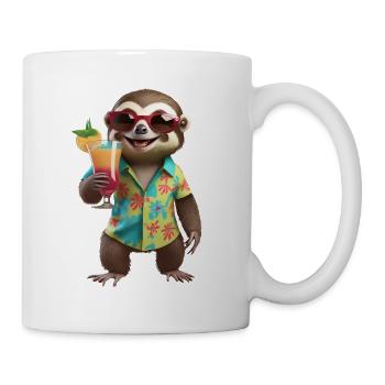 Don't Hurry Be Happy süßes kleines Faultier Hawaiianisch - Tasse - Weiß - Rechts