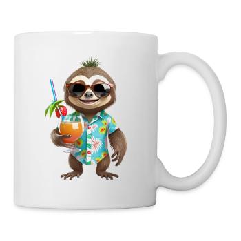 Don't Hurry Be Happy süßes kleines Faultier Hawaiianisch - Tasse - Weiß - Rechts