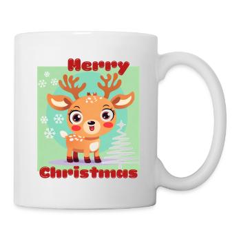 Joyeux Noël - cerf porte-bonheur mignon - Noël de neige - Mug blanc - blanc - Droite