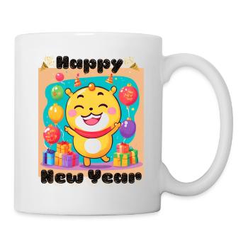 Happy New Year cute animal making party - Tasse - Weiß - Rechts