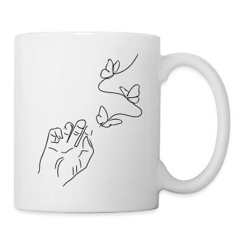 Papillon à la main Line Art - minimaliste - Mug blanc - blanc - Droite