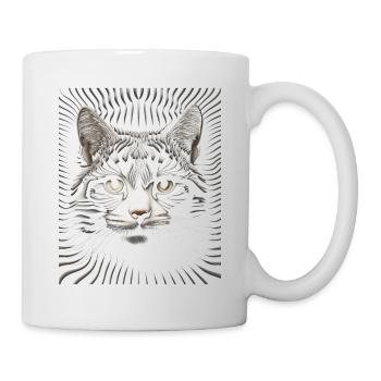 Abstrait Op Art chat toile - moderne félin Eleganc - Mug blanc - blanc - Droite