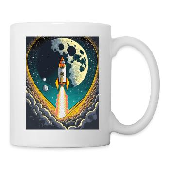 Bring mich zum Mond Vintage Space Rocket Start - Tasse - Weiß - Rechts
