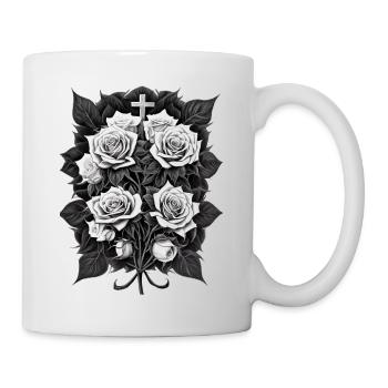 Holy Cross with Roses Rosary Blossoms Blossom - Mug - white - Right