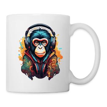 Headphones / Audio / Music / Animal / Monkey / Cool - Mug - white - Right