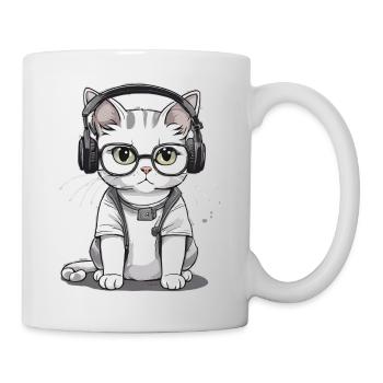 Chat à lunettes - Mug blanc - blanc - Droite