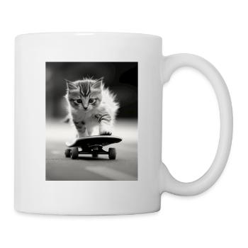 Skating Kitty - Tasse - Weiß - Rechts