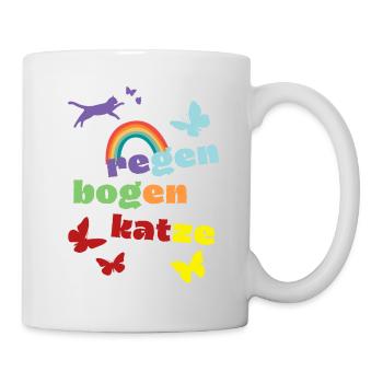 Regenbogenkatze - Trauershirt - Verlust - Tasse - Weiß - Rechts