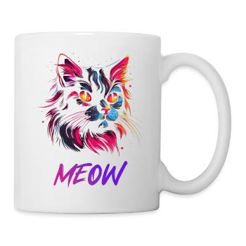 Katzen Meow logo - Tasse - Weiß - Rechts
