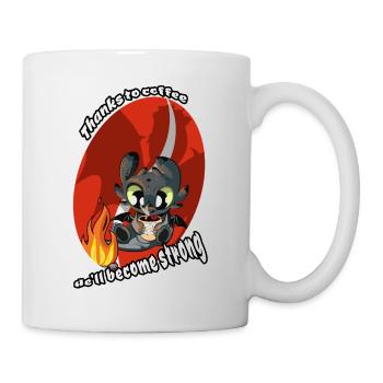 Mignon Bébé Dragon rouge qui boit son café - Mug blanc - blanc - Droite