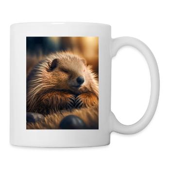 Cute animals doing hibernation – marmot - Mug - white - Right