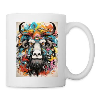 Bison Graffiti Géométrie - Mug blanc - blanc - Droite