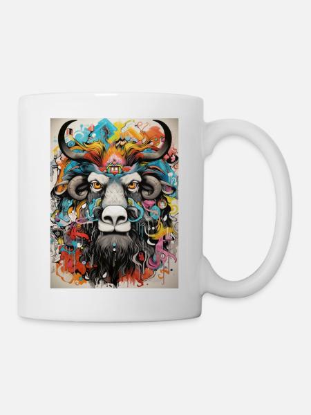 Bison Graffiti Geometry - Mug - white
