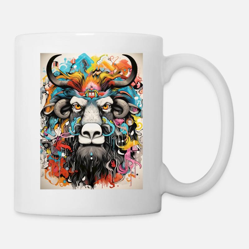 Bison Graffiti Géométrie - Mug blanc - blanc