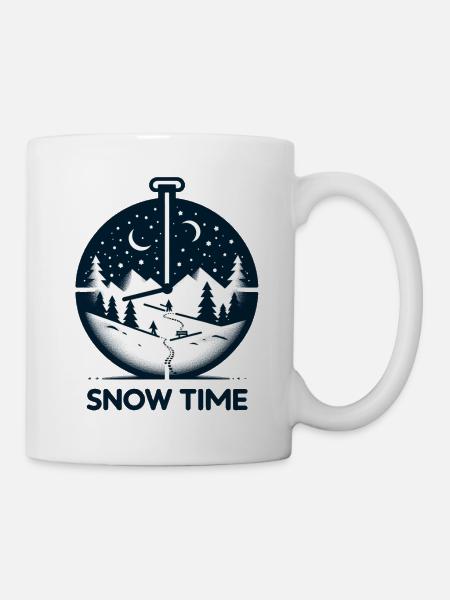 Schneezeit! SKI Taschenuhr für komfortables Skifahren - Tasse - Weiß