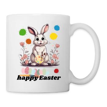 Happy Easter - Cute Easter Bunny - Bunny with Egg - Mug - white - Right
