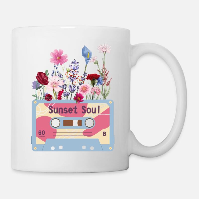 Cassette vidéo rétro floral - Mug blanc - blanc