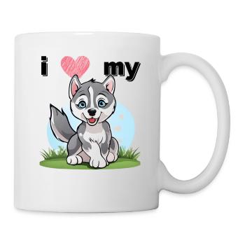 Petit Husky - Chiot loup - Mug blanc - blanc - Droite