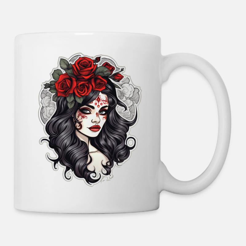 Gothic Rose Queen Illustration - Mug - white