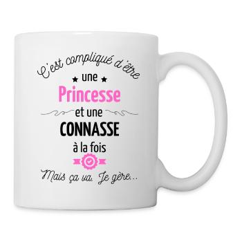 Princesse Et Conn*sse Et Je Gère Dans Les Deux - Mug blanc - blanc - Droite
