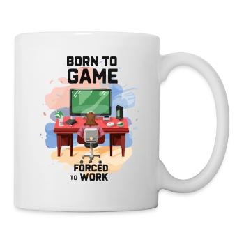 Né pour jouer forcé de travailler - Mug blanc - blanc - Droite
