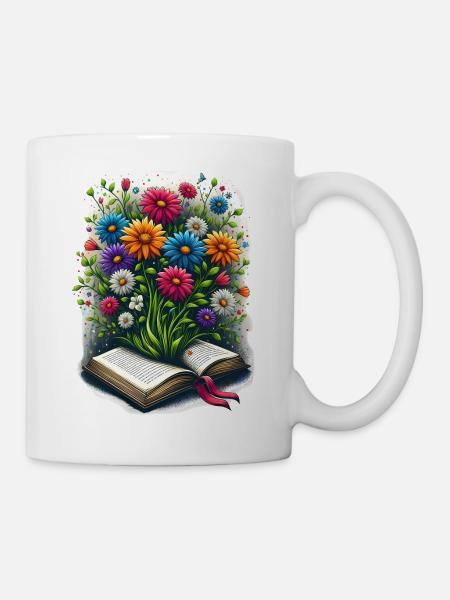 Amoureux des livres - Fleurs poussant à partir d’un livre - Mug blanc - blanc