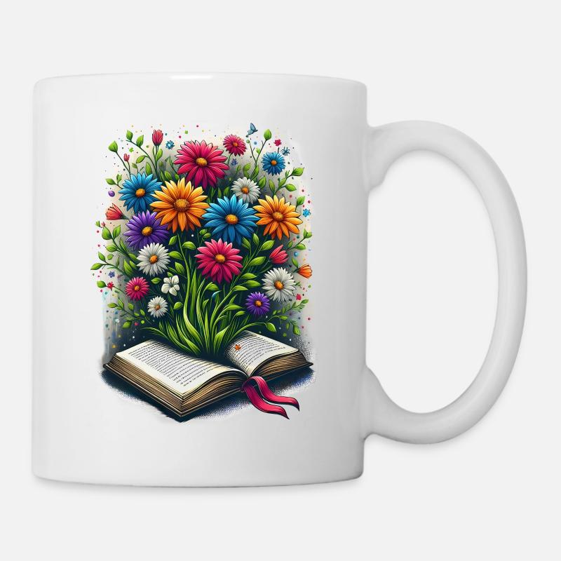 Amoureux des livres - Fleurs poussant à partir d’un livre - Mug blanc - blanc