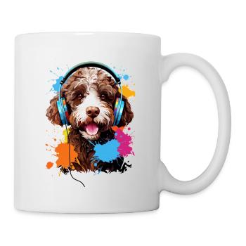 Lagotto Romagnolo with headphones - Mug - white - Right