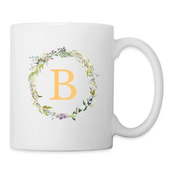 C Monogramm Eukalyptus-Kranz, personalisierbar - Tasse - Weiß - Rechts